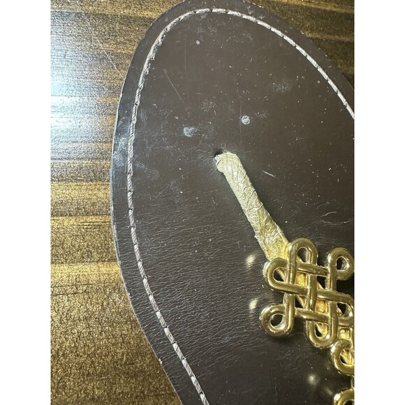 Diane Von Furstenberg Gold Brown Flat‎ Thong Sandals Ankle Strap Women's 8.5 - Picture 9 of 13